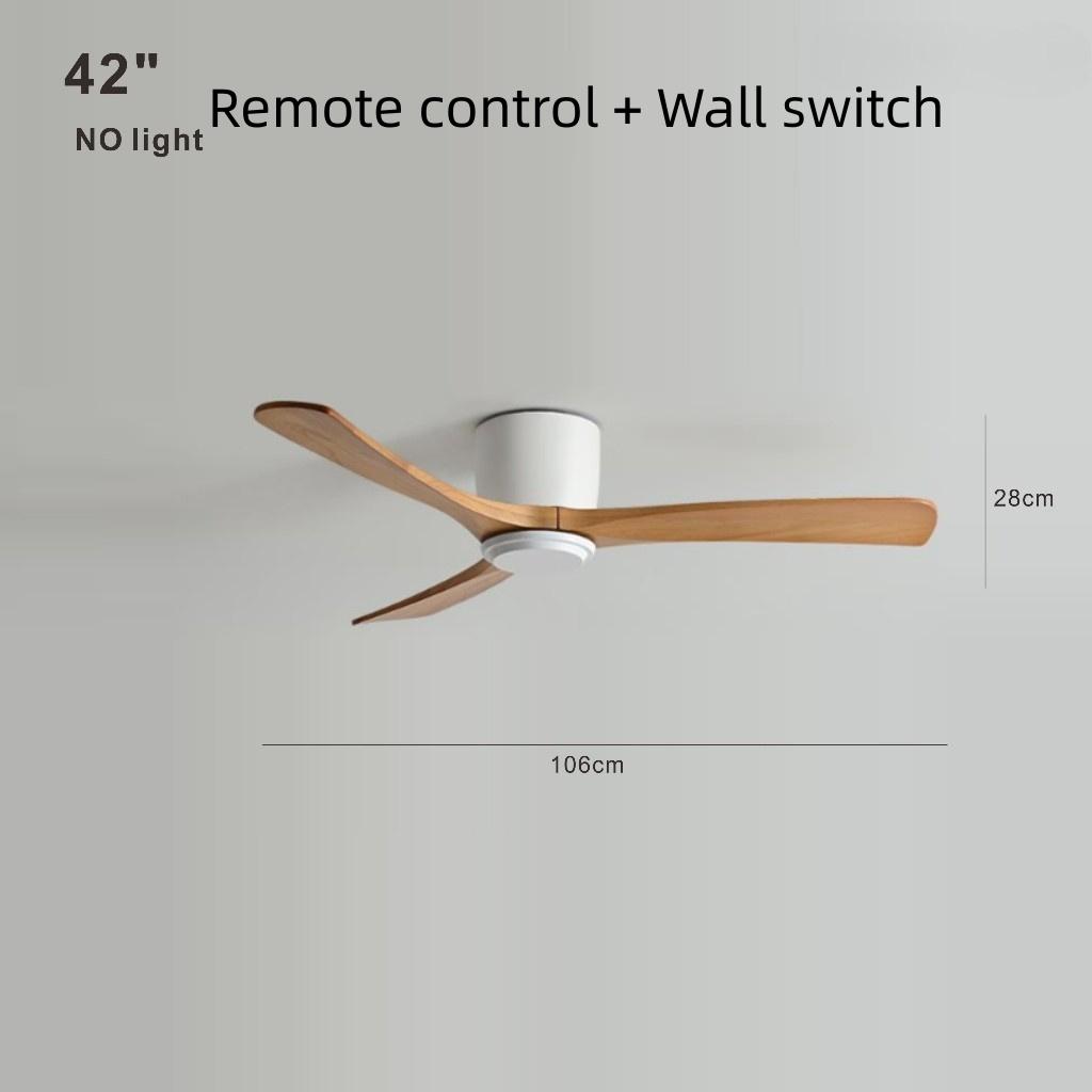 Living Room Bedroom Solid Wood Ceiling Fan Creative Villa Hotel Decoration Fan Nordic Minimalist Variable Frequency Fan