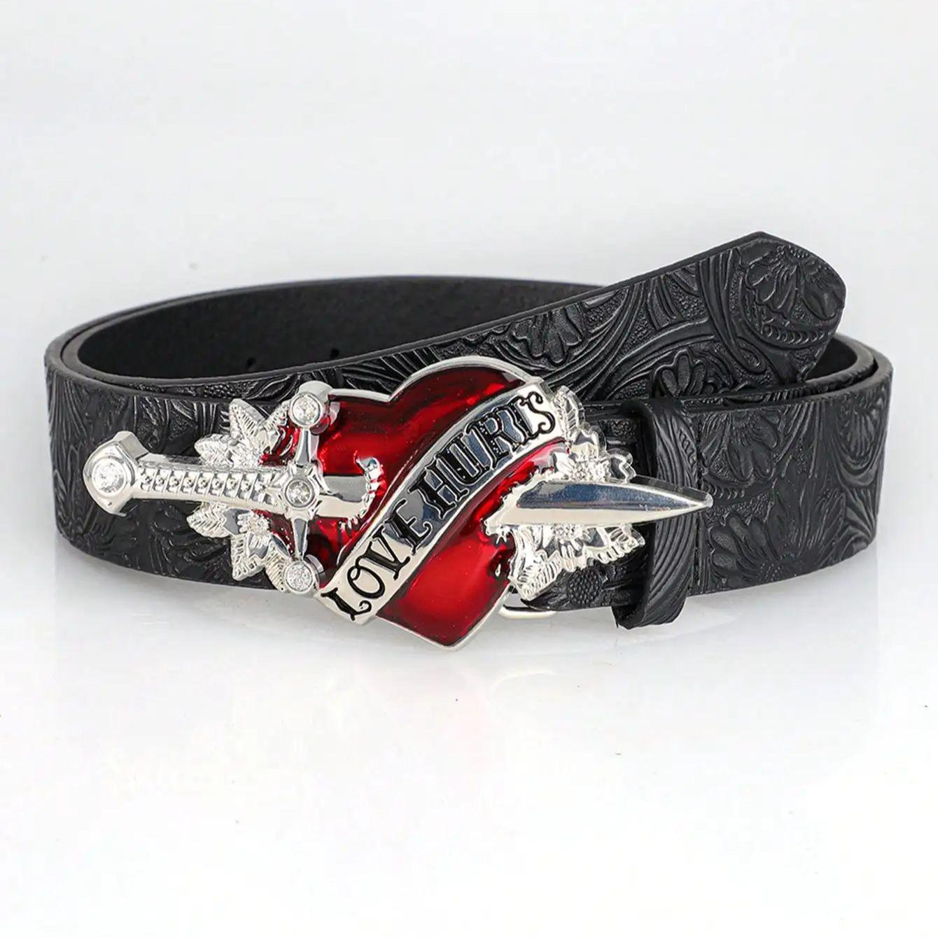 Ceinture Homme Rétro Bohème - Ceinture Personnalisée Mode Pour Hommes Femmes Ceintures Punk Rock - Pour Jeans, Robes & Tenues Décontractées 110cm noir
