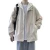 Men's Plus Size Hooded Windbreaker: Trendy Two-Piece American Style Jacket, Loose Waterproof Workwear for Spring/Autumn.