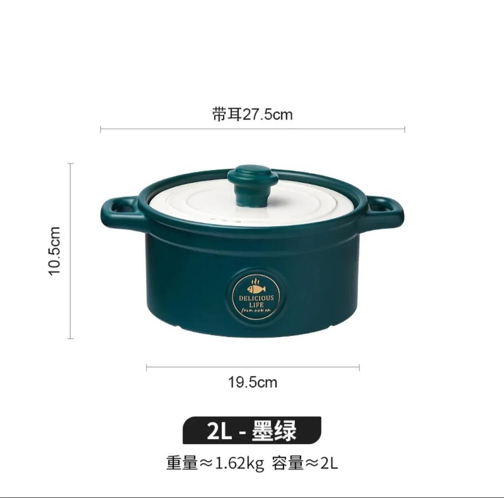 Ceramic casserole Nordic Green High capacity soup pot large Saucepan home Kitchen supplies pan big Cooking pot cookware