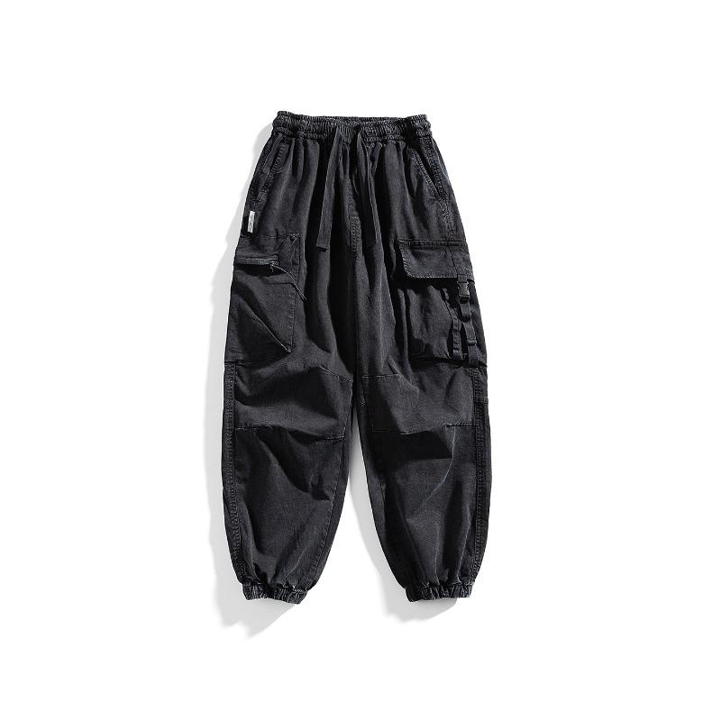 

Retro trendy brand functional overalls men s autumn and winter loose leggings pure cotton casual outdoor sports 3XL чорний