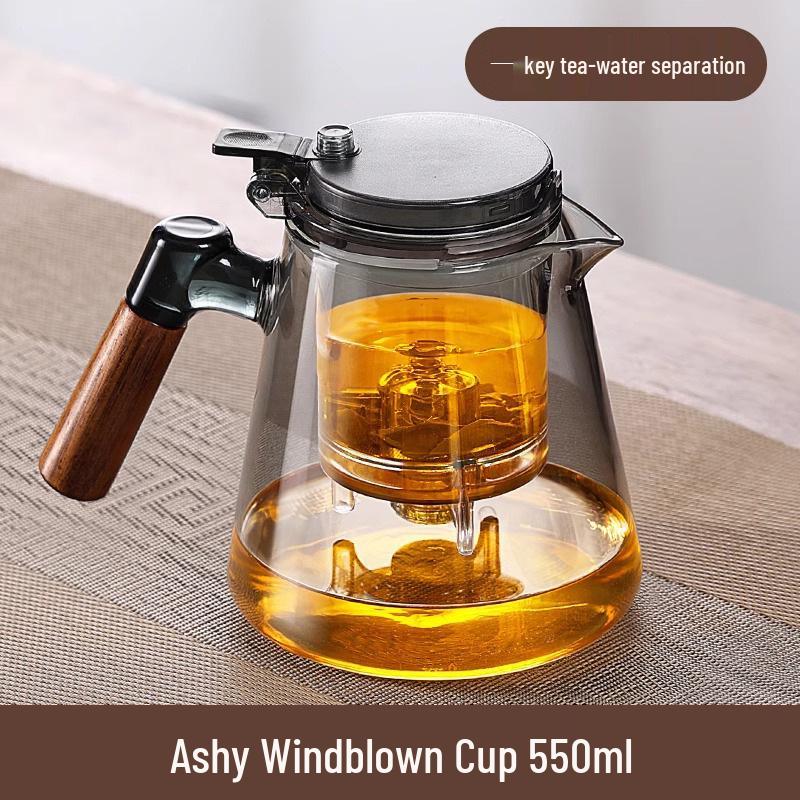 High-Temperature Resistant Glass Teapot with Built-in Tea & Water Separation