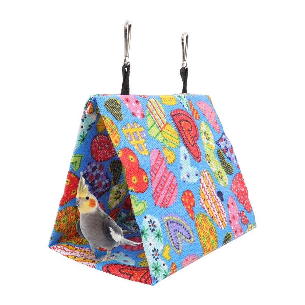 Triangular Shape Bird Tent House Hanging Hooks Hanging Bird Cave For Cockatiel