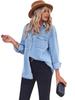 European Women's Long-Sleeved Denim Button-Up Shirt - Casual Spring Top