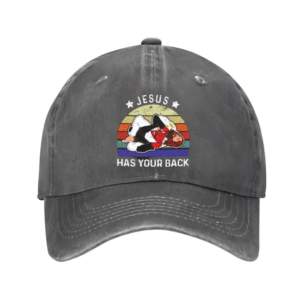 Jesus Has Your Back Jiu Jitsu Graphic Baseball Cap Cotton Adjustable Sports Hat Casual Outdoor Unisex Cap