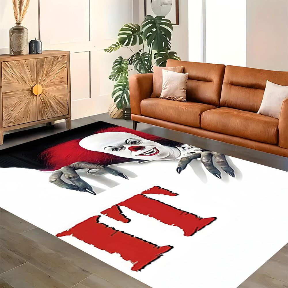 Horror Clown Poster rug for living rooms, bedrooms, home décor, and as gifts.