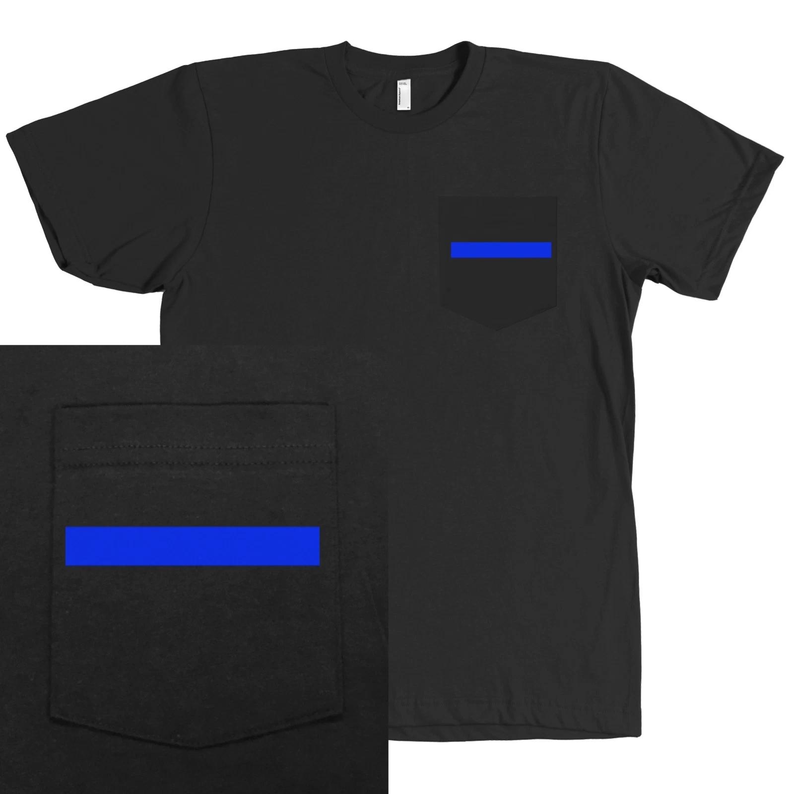 Thin Blue Line Police Support POCKET T-Shirt Law Enforcement - QUALITY & SOFT 3XL