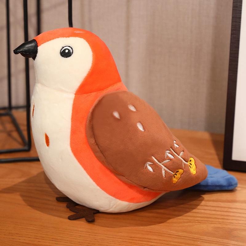 

Simulation bird doll plush toy sparrow magpie parrot doll ornament children s doll birthday gift 20cm No Music (0.07kg)
