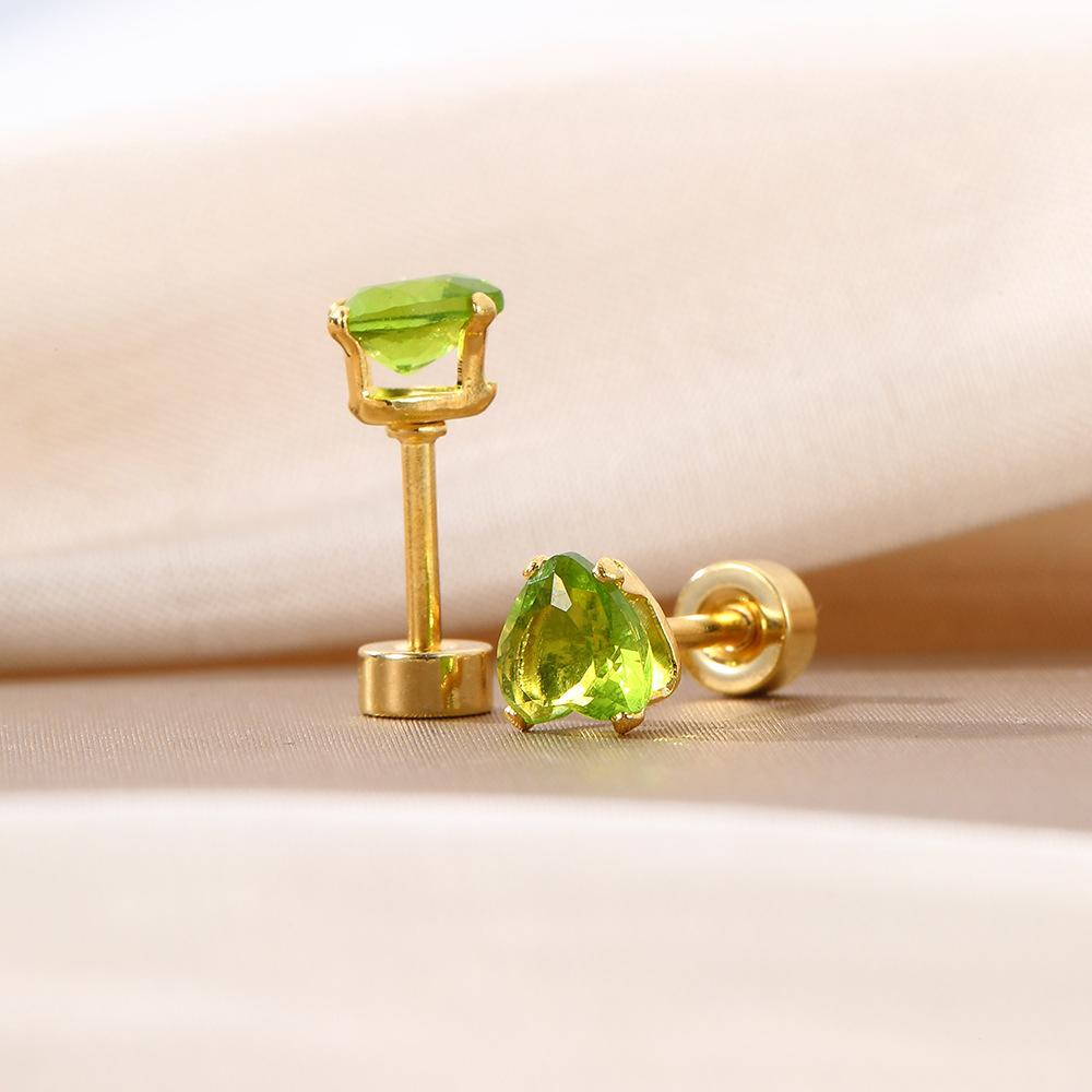 Simple Color Love Zircon Dopamine Stud Earrings, Light Luxury Design Sense Spiral Fashion Earrings Women