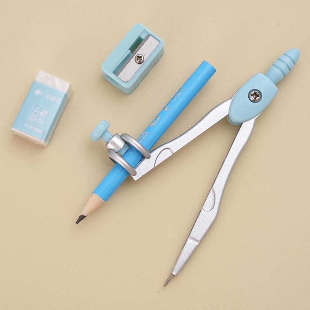 8 Pcs Compass/Math Set for Students with Shatterproof Storage Box, Geometry Set for School, Includes Ruler, Protractor, Compass, Pencil,Pencil