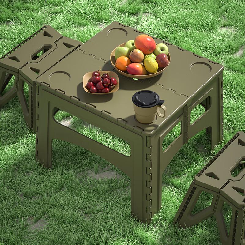 Portable Plastic Folding Table & 2 Stools Set