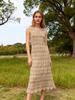 Hot Selling European & American Style Solid Color Knit Beach Maxi Dress - Round Neck, Sleeveless, Sexy.