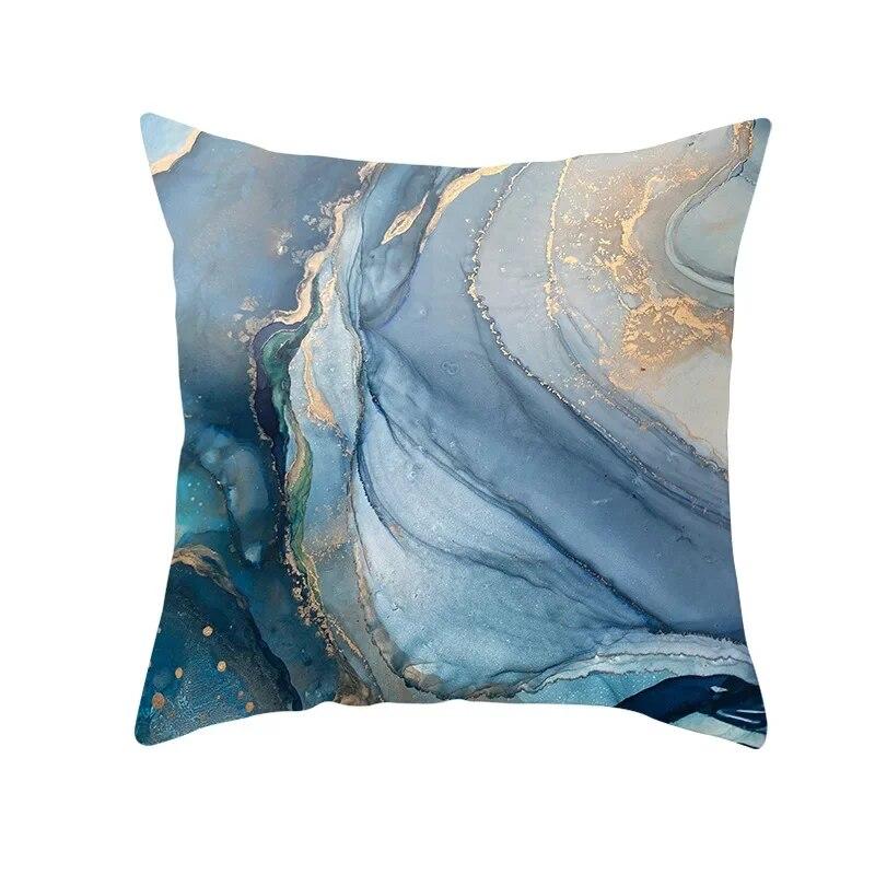 45x45cm Light Luxury Blue Abstract Print Throw Pillow Cover Sofa Cushion  Marble Stripe   Home Decor