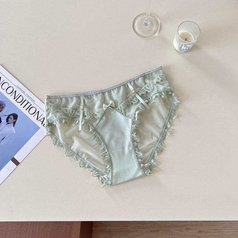 Female Summer Thin Style Lace Mesh Cotton Bottom Crotch Close Skin Triangle Briefs