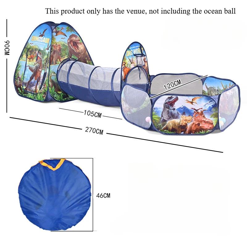 Portable Children's Tent 3 in 1 Basketball Stand with Tunnel Ball Pool Indoor and Outdoor Climbing Playhouse Children's Gift