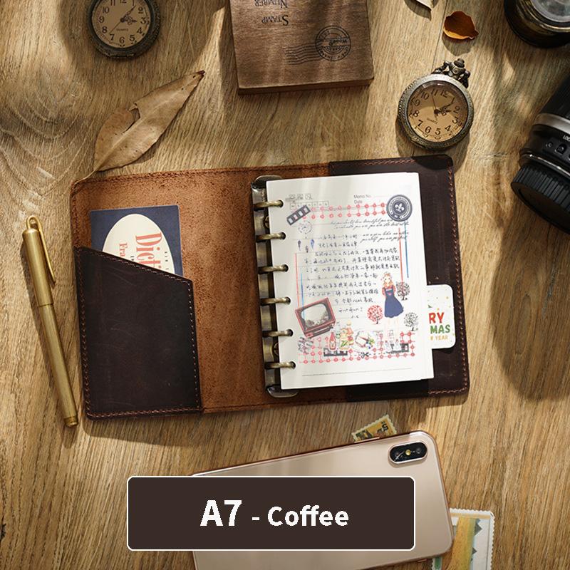 Leder Notizbuch Planer Multifunktional Handgefertigt Retro Metallspirale Tagebuch Seil Reisebuch Schule Büro A5 A6 A7