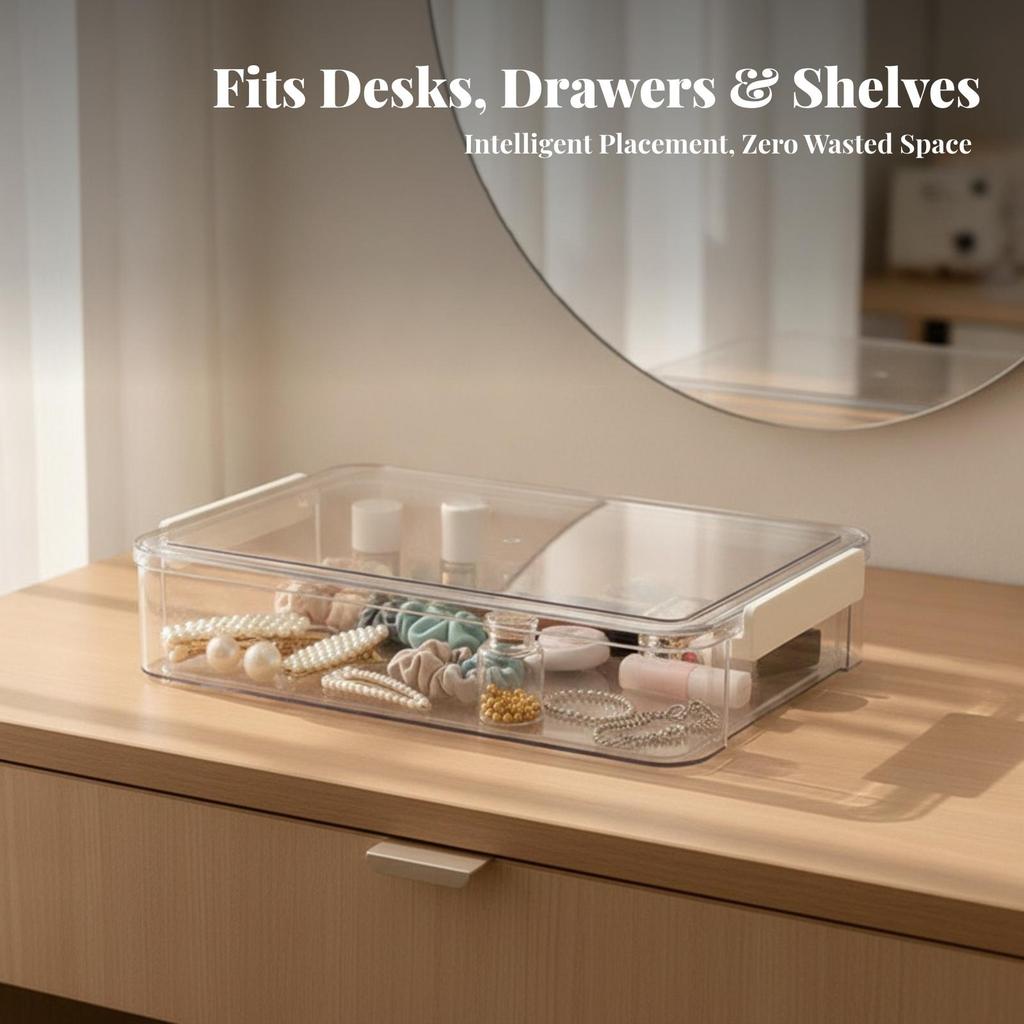 Rectangular Synthetic Storage Box Secure with Latch Sturdy for Desk