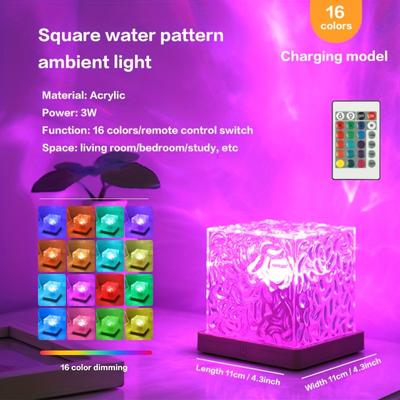 1 luce notturna dinamica con effetto acqua increspata - Lampada proiettore a LED per camera da letto e sala giochi - Fantastiche luci da parete per decorazioni domestiche