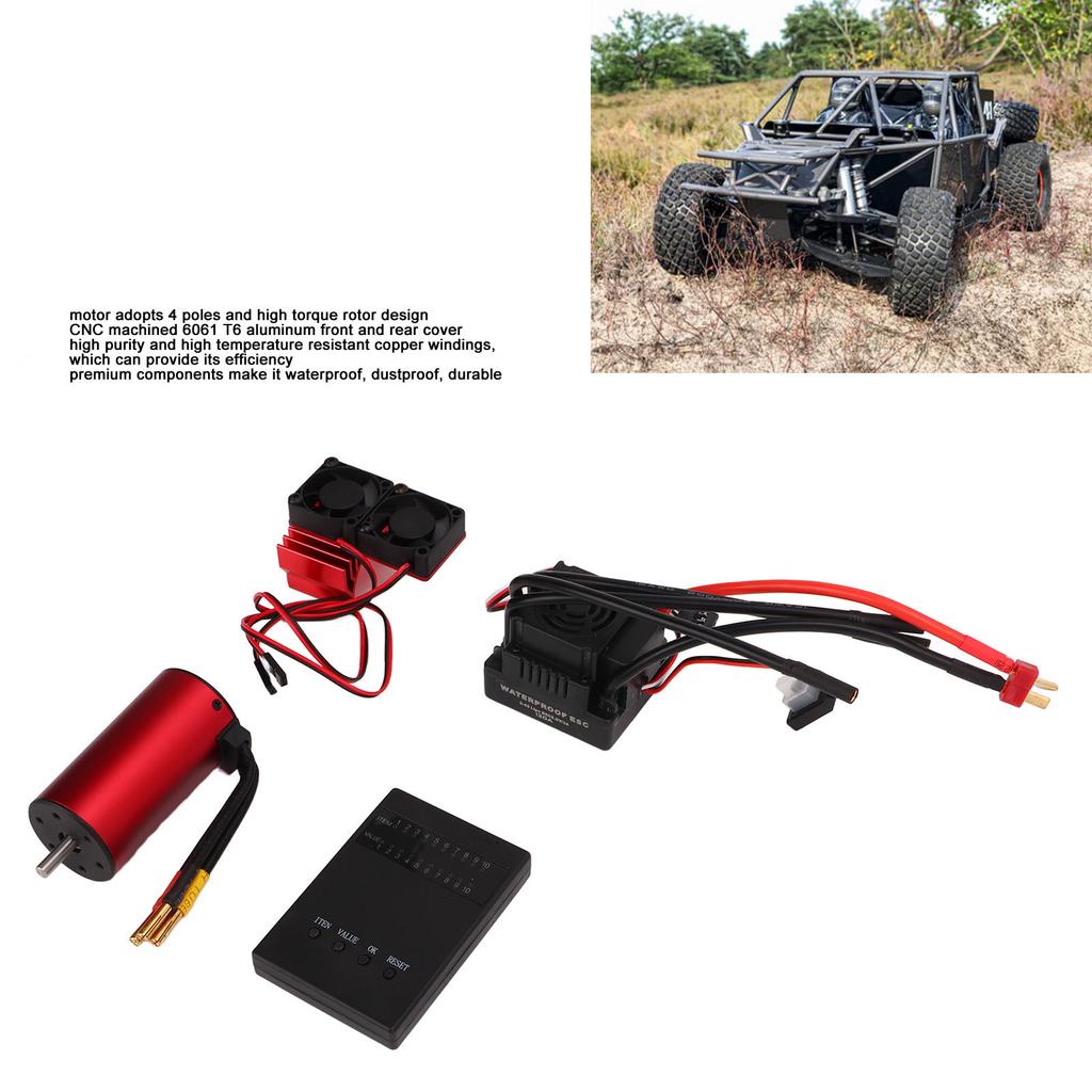RC Brushless Motor Set 2150KV with 120A Brushless ESC Dual Fan Heat Sink Program Card Combo Set For Traxxas 1/8 RC Crawler