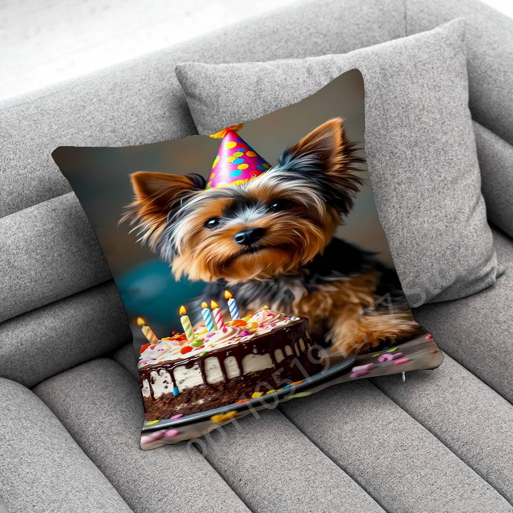 Yorkshire Terrier Dog Puppy Throw Pillow Case For 30x30cm 40x40cm 45x45cm 50x50cm 55x55cm Square Sofa Pillowcase Shell
