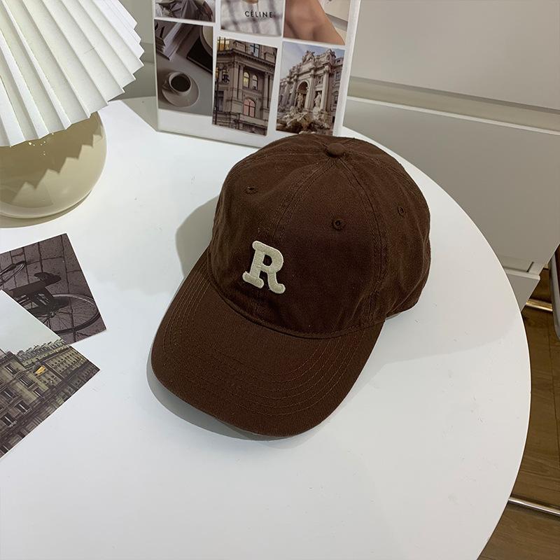 New Embroidery Letter R Baseball Cap Summer Solid Women Ponytail Hats Men Baseball Cap Cotton Outdoor Simple Visor Casual Cap