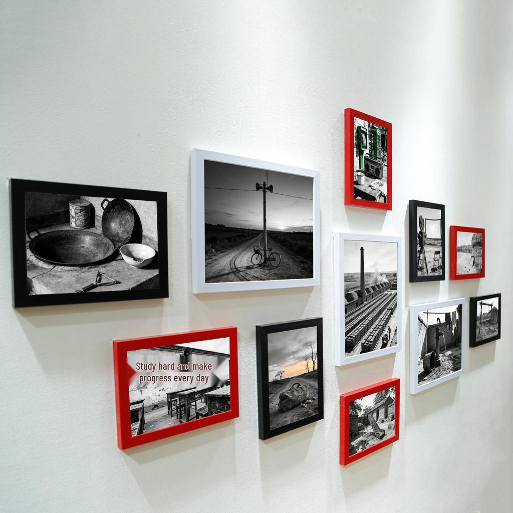 8090 Pitture Murali Retrò in Bianco e Nero per Ristorante & Homestay - Combinazione con Cornice Foto