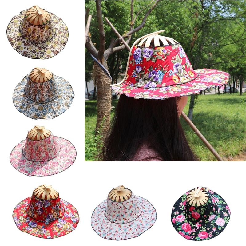 Hat for Traveling Adjustable Hat to Handheld Folding Fan Foldable Bamboo Hat and Fan Summer Beach Foldable Hat and Fan