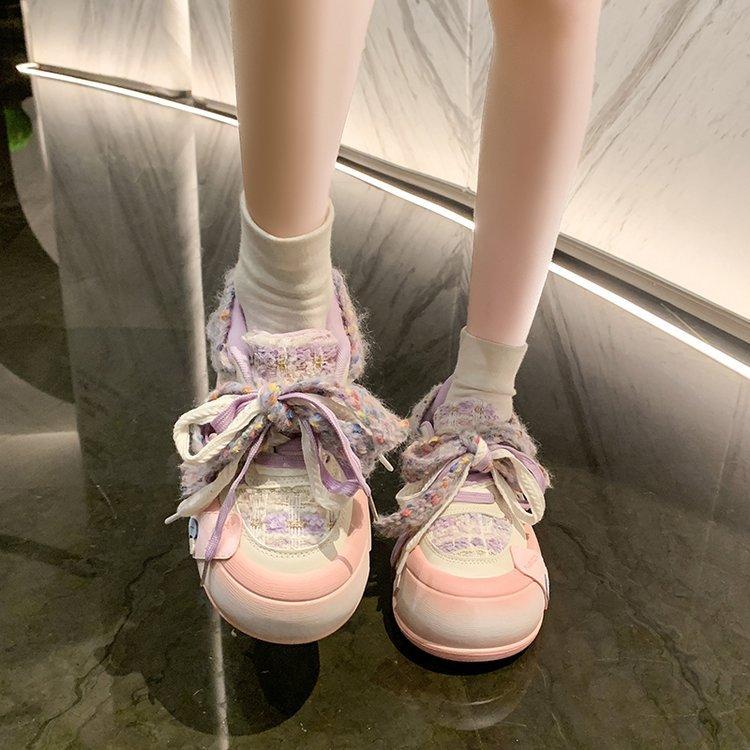 Sakura powder original thick baseplate shoes women's 2025 new fashion cartoon big head white shoes sports and leisure shoes cm colore azzurro