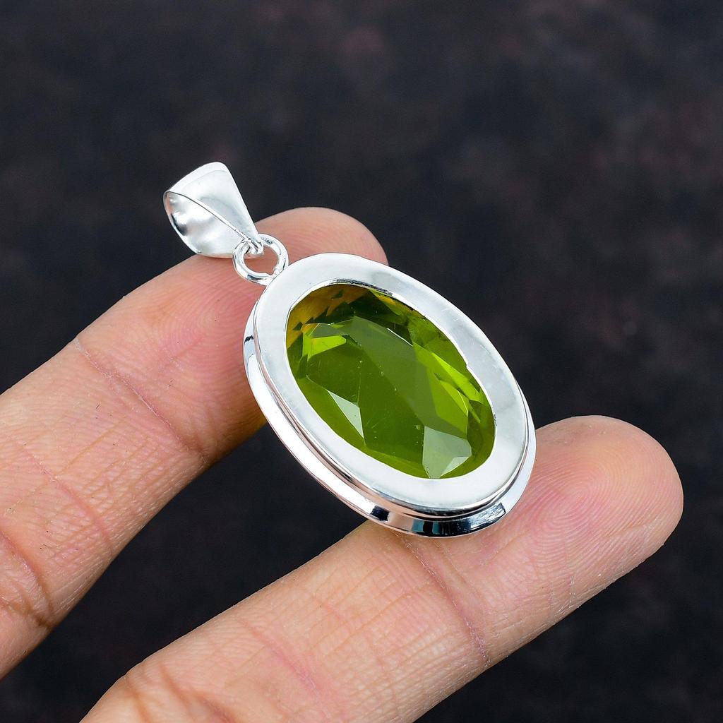 Faceted Lemon Topaz Pendant Original Gemstone Pendant Handmade Pendant Dainty Jewelry 925 Sterling Silver Pendant Gifts for Him Boho Jewelry