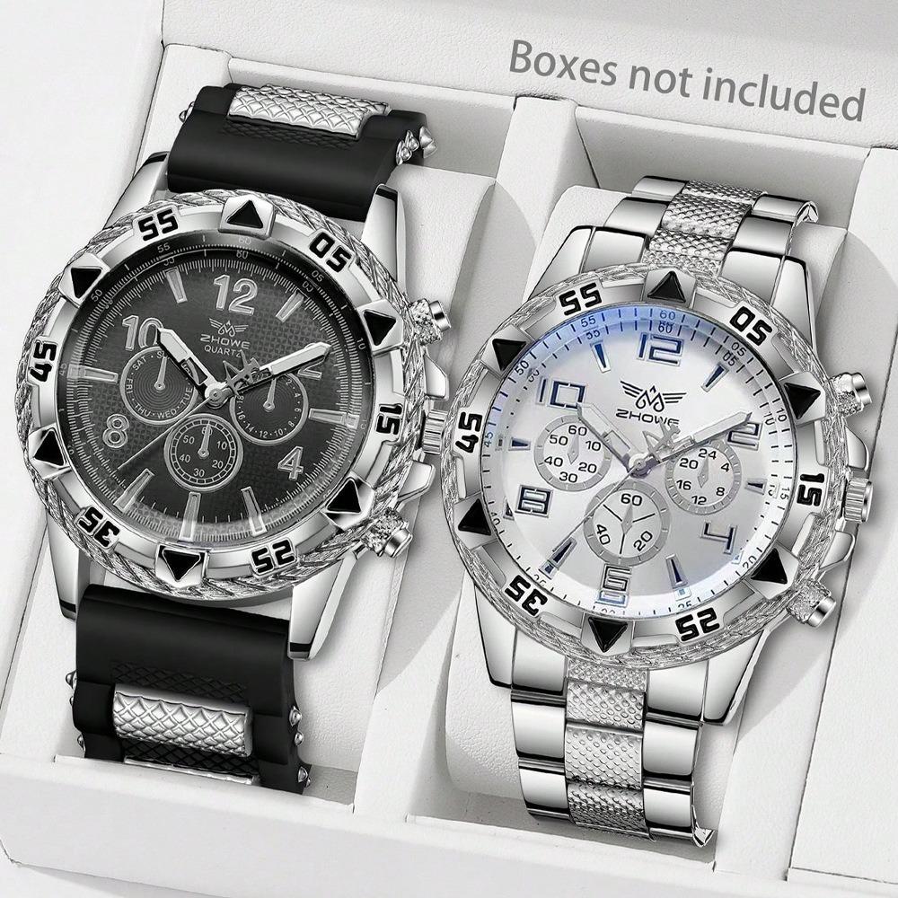Men's Watch Blu-ray Glass Quartz Watch Classic Watch False Three-eye Digital Alloy Watch