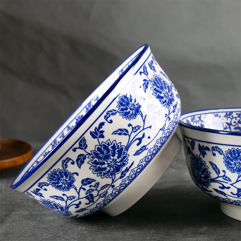 NHZHIW Jingdezhen Blau-Weiß Keramik Nudelschüssel, 6 Zoll