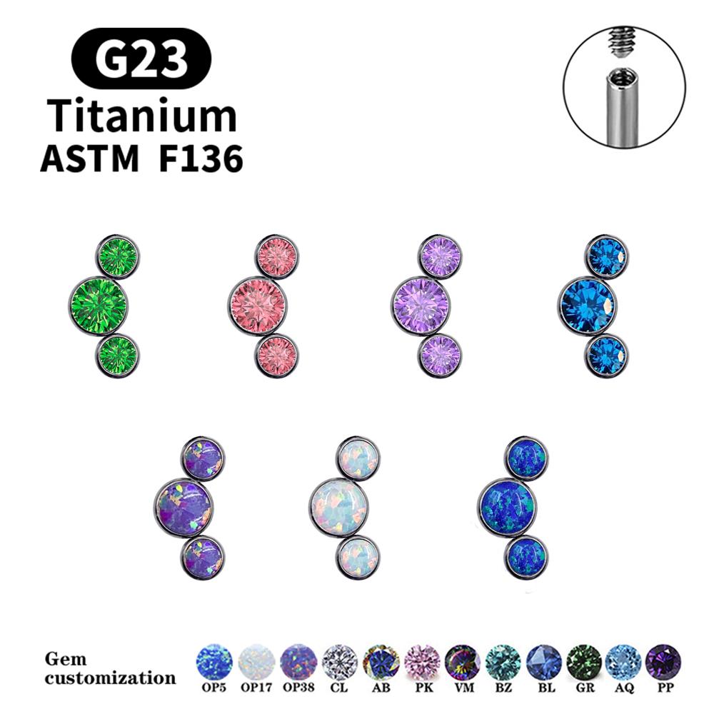 G23 Titanium Stud Earrings16G Piercing Set Ear Tragus Cartilage Zircon Opal Body Jewelry Helix Daith Lip Lobe Pin