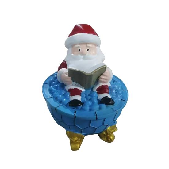 Christmas Santa Claus Bubble Bath Lamp 3D Santa Reading A Book In Bathtub Sculpture Cute Resin Night Light for Desktop Decor