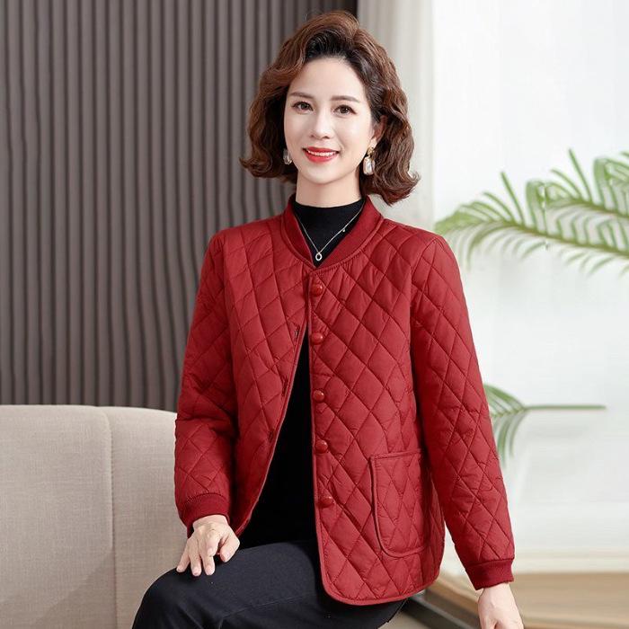 

Middle-aged Women s Ankara Red Chinese-Style New Year Cotton Jacket - Warm & Comfortable 6XL (for 80-85 kg)