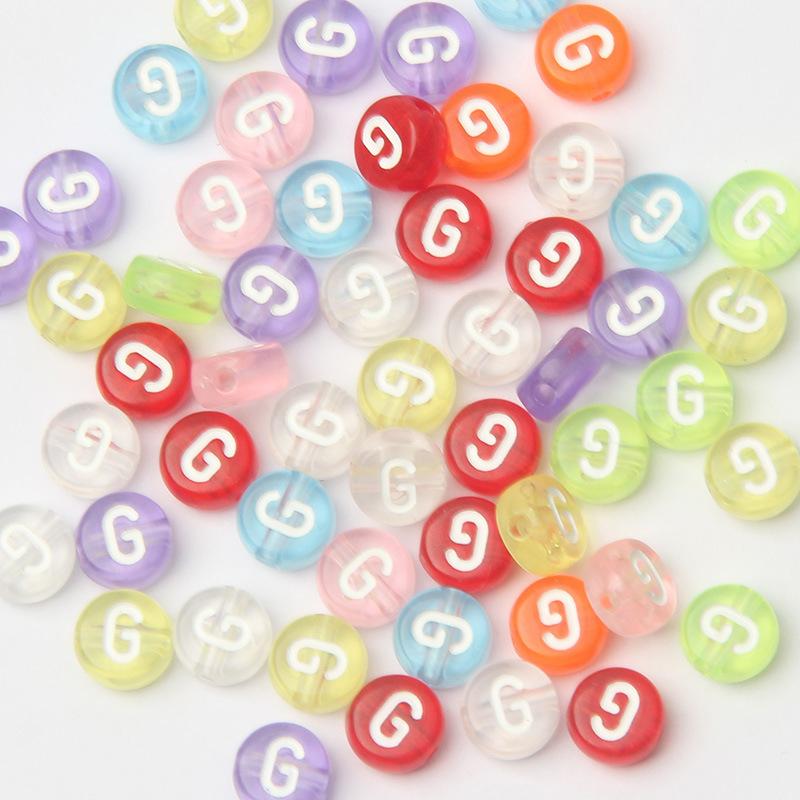 

50Pcs Letter Figure Acrylic Beads Round Flat Alphabet Spacer Beads For Jewelry Making Handmade Diy Bracelet Necklace Accessory