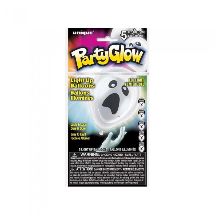 Unique Party Scaredy Ghost LED Balloons (Pack of 5)