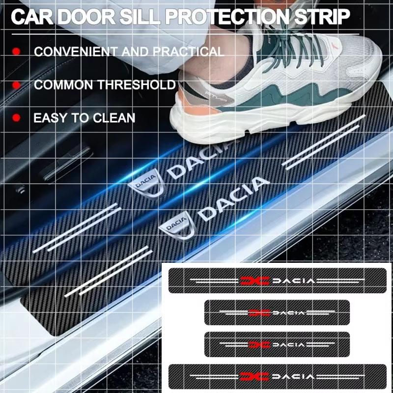 BGT1 4pcs Carbon Fiber Car Threshold Stickers Entry Pedal Protection Sticker for Dacia Duster Logan MCV Sandero Stepway Dokker Lodgy