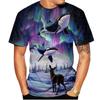 Nowa Letnia Koszulka z Kreskówkowym Nadrukiem 3D Wieloryba Zwierzęcia Morskiego Męska Damska z Okrągłym Dekoltem Krótki Rękaw Oversize Harajuku T-shirty Topy Odzież Dziecięca