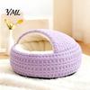 Warm Plush Bed for Kittens Large Cats Covered Cat Bed, Semi Enclosed Cave Hooded Self Warming with Non-Slip Bottom Indoor Small Medium Hideout