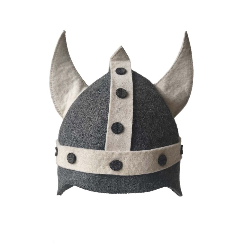 Cappello a Vapore Isolante in Lana Divertente Casco con Corna Cosplay Halloween Nordico Prop Costume Cosplay