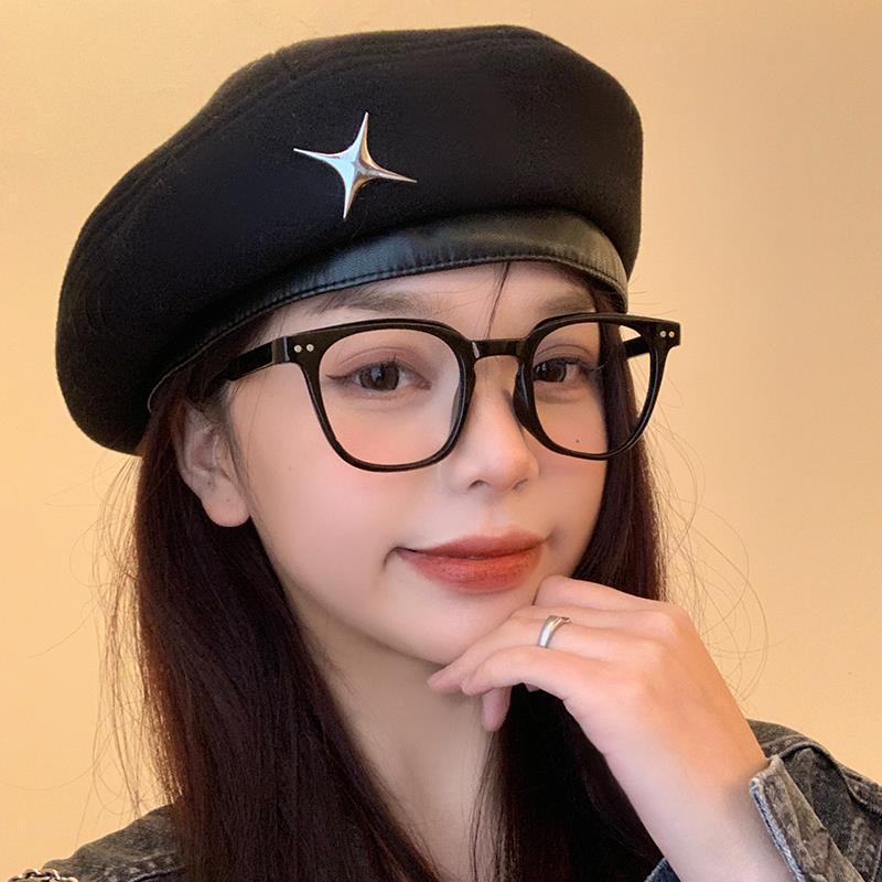 New Beret Children's Autumn Versatile Face Small Painter Hat Winter Warm Literary Retro Octagonal Hat