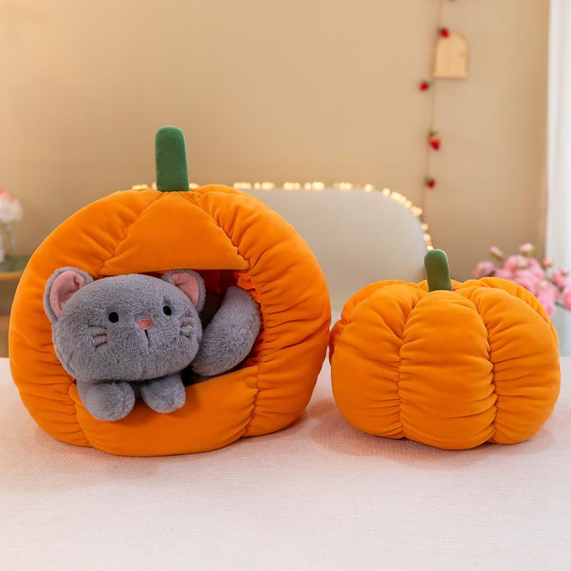 Cute Pumpkin Nest Plush Toy Creative Doghouse Cattery Doll Doll for Children Doll Gift