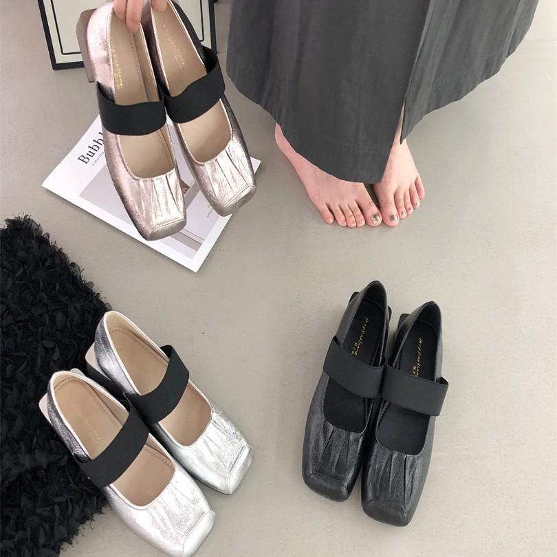 French retro Mary Jane shoes thick heel women's shoes summer loafers niche design single shoes ballet shoes