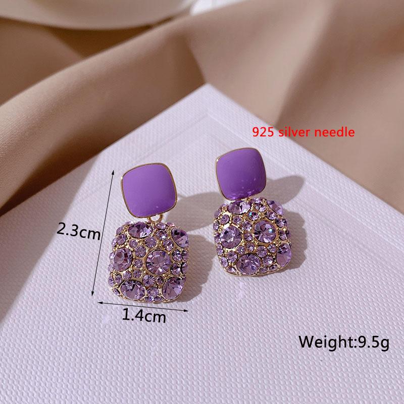 Purple Color Women Dangle Earrings Small Round Unusual Earrings Fashion Flower Butterfly Hanging Earrings Pendientes Mujer