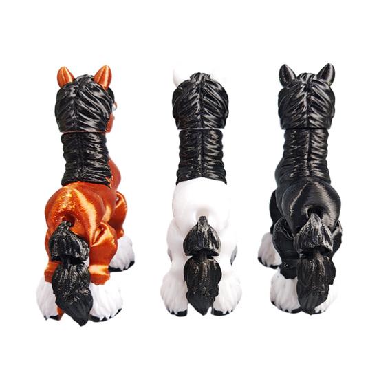 2Pcs 3D Printed Joints Stress Relief Horse Pony Statue Horse Figurine Movable Fidget Toy Simulation