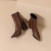 2025 new autumn and winter pointed high-heeled short boots show small thick heels ankle boots women's thin boots Martin boots temperament single boots
