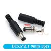 5PCS DC Power Connector pin 2.5x5.5mm Female Plug Jack + Male Plug Jack Socket Adapter PCB Mount DIY Adapter Connector 5.5x2.5
