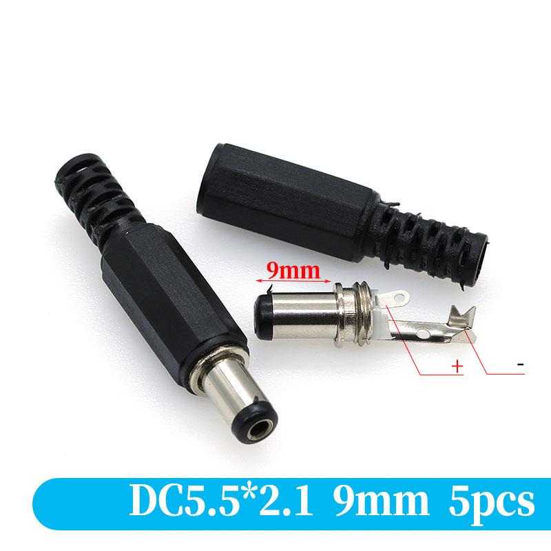 5PCS DC Power Connector pin 2.5x5.5mm Female Plug Jack + Male Plug Jack Socket Adapter PCB Mount DIY Adapter Connector 5.5x2.5