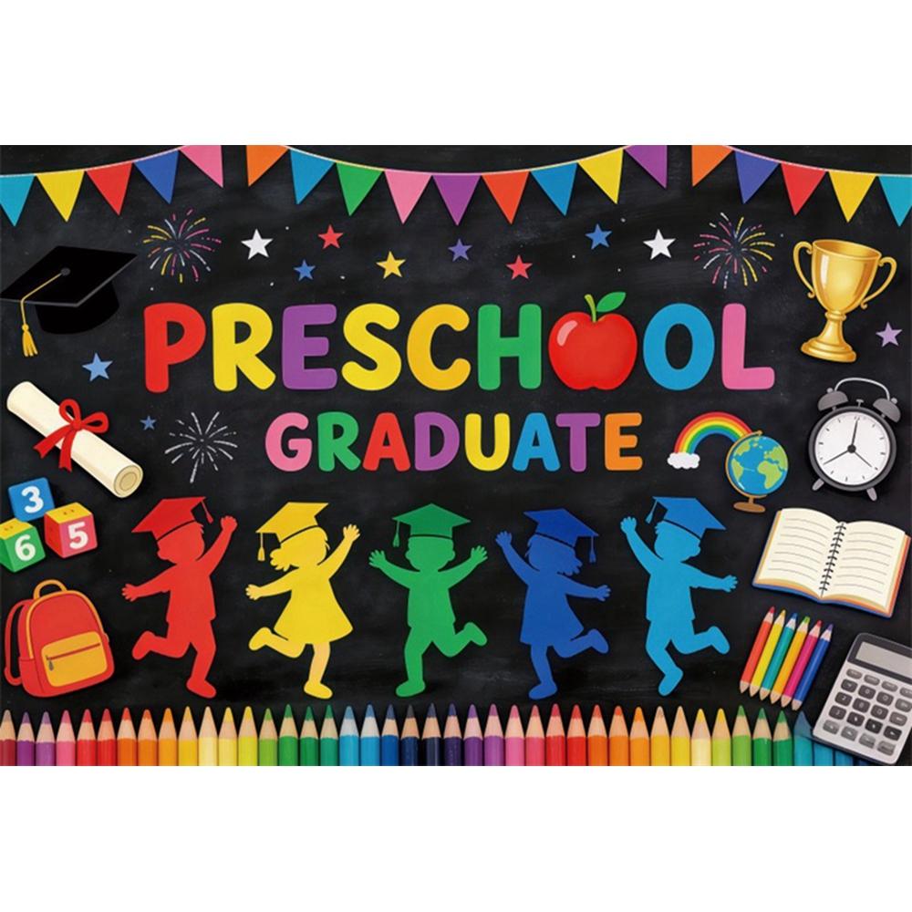 Theme Banner Backdrop for Children s Kindergarten Graduation Party, Congratulatory Party Decoration, Photography Backdrop Cloth Vinyl 75X50cm