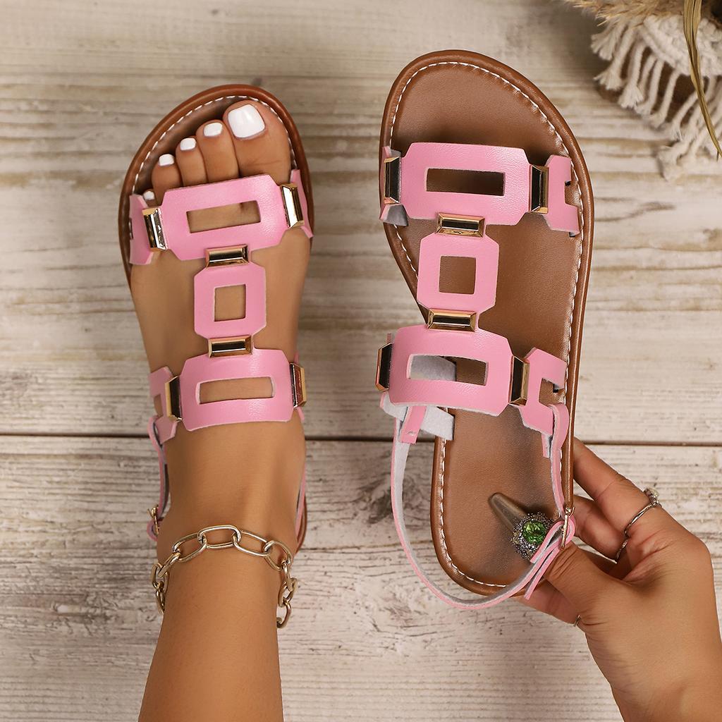 Women Sandals 2025 Summer New Comfortable Dress Shoes for Women Simple Open Toe Beach Flat Sandals Fashion Roman Flats Sandals